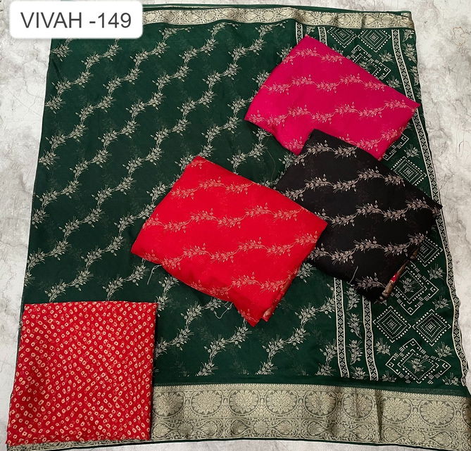 Vivah 149 By Kalpatru Printed Chiffon Sarees Wholesale Shop In Surat 